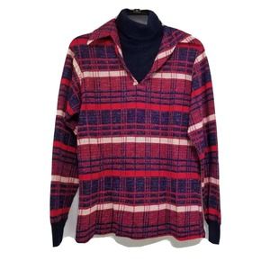 Vintage Kmart Women’s Turtleneck Pullover Plaid Acrylic Knit M Sweater USA Made